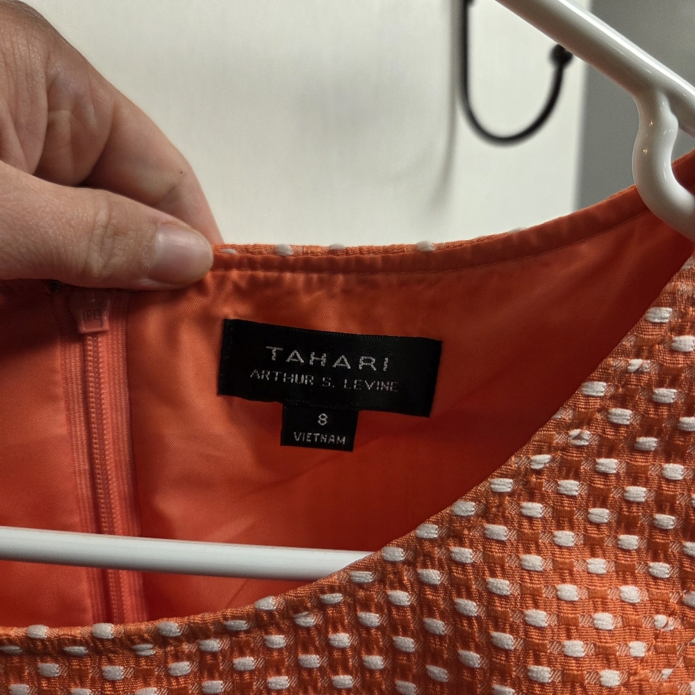 Tahari Orange Sleeveless Fitted Dress - Picture 3 of 4